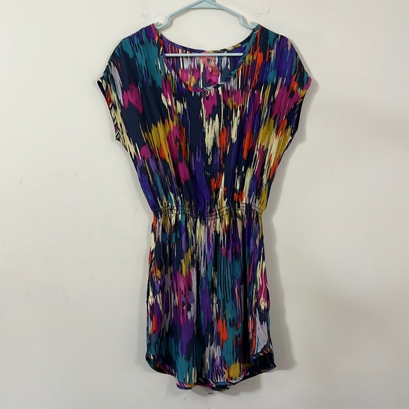 Eight Sixty Dresses & Skirts - Eight Sixty 100% Silk Cap Sleeve Multicolored Cinched Waist Mini Dress M